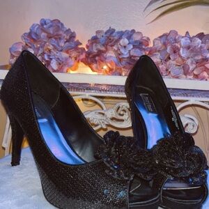 White House Black Market Sparkling Black Heels